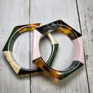 Plunder Multicolor Hexagonal "Valencia" Bracelet Set With Marble Accents